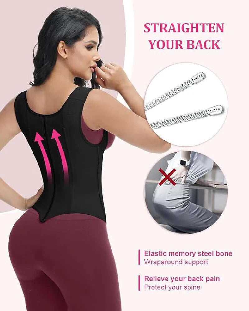 Shapshe Women's Open Bust Steel Boned Waist Trainer Vest