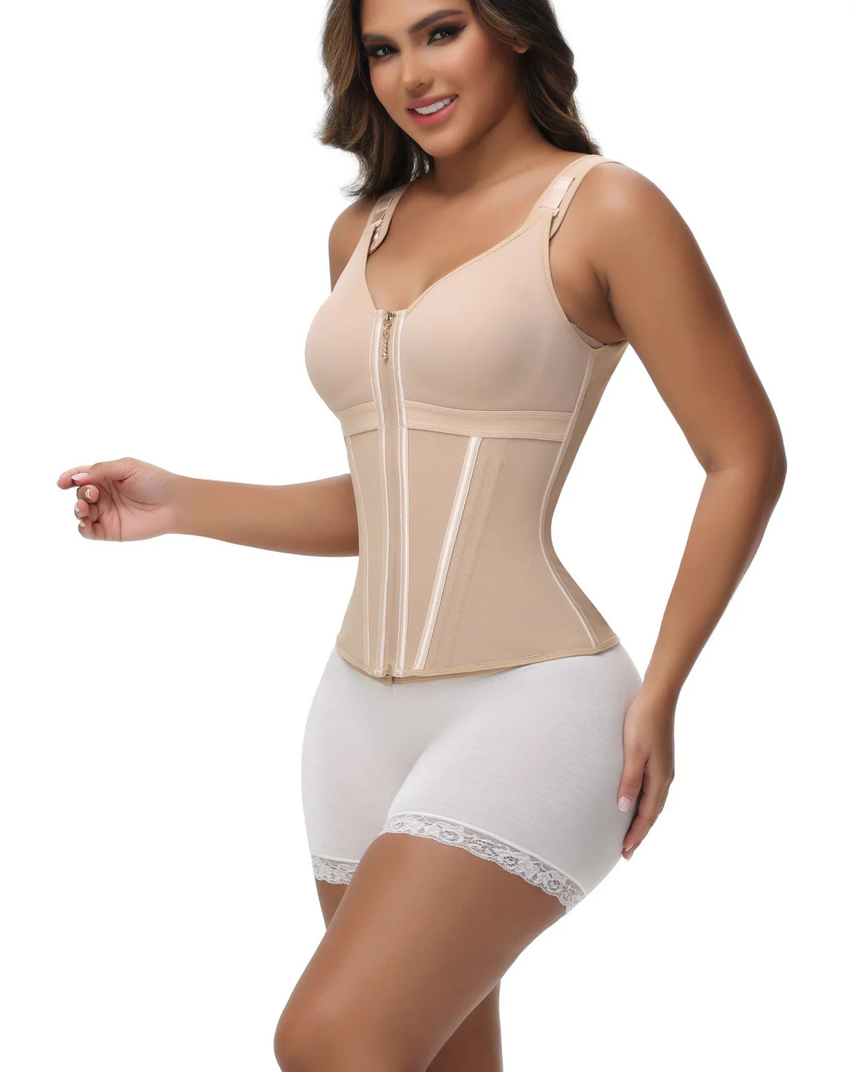 Shapshe Boned Latex Waist Trainer Vest with Built-in Bra